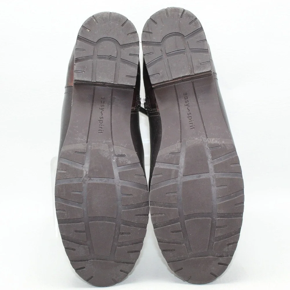 Easy‎ Spirit Womens Brown Leather Croc Embossed Ankle Boots Side Zip Size 8W